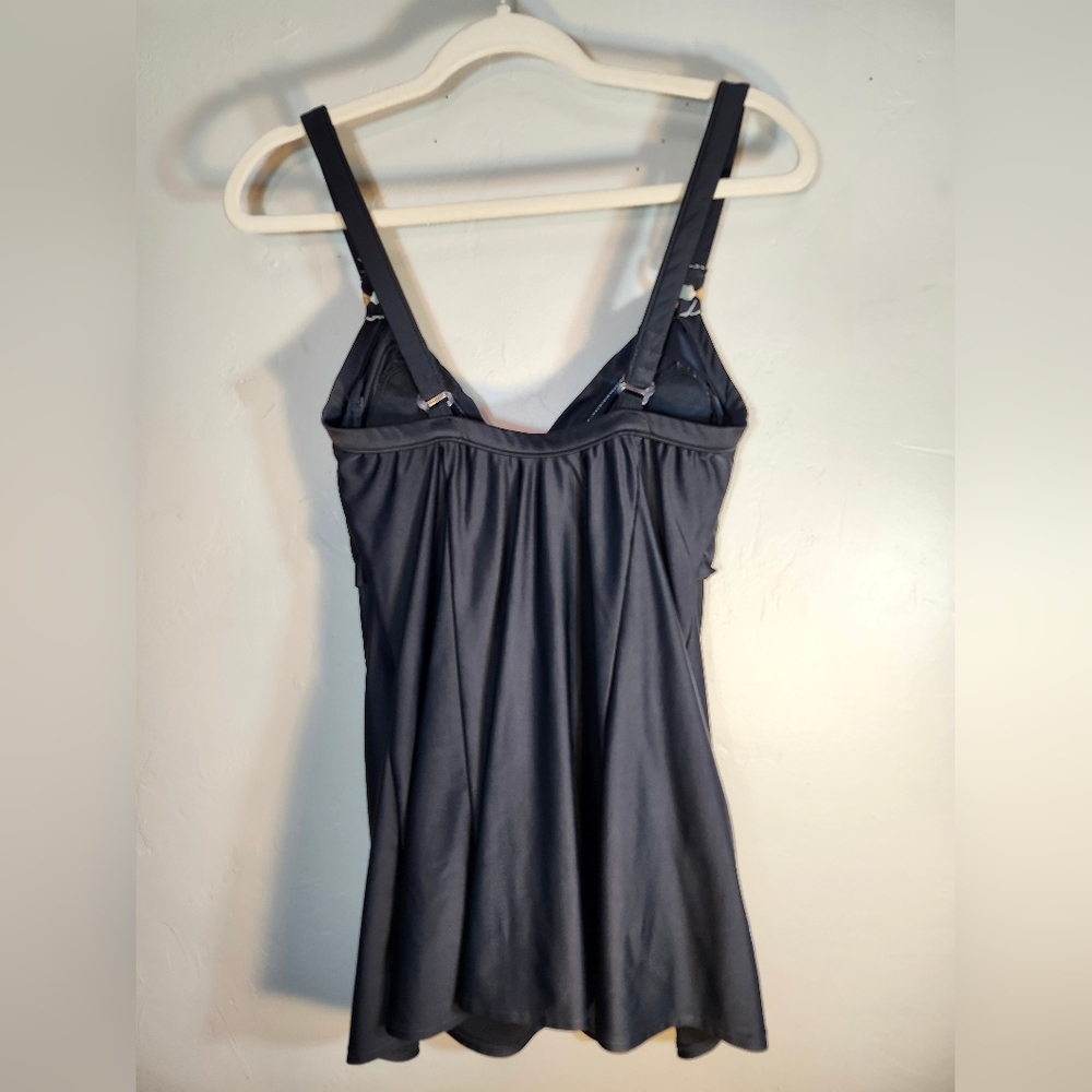 Carol Wior Elegant Black One-Piece Swimsuit Swim Dress Size 14 - Picture 5 of 7